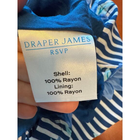 Draper James XS Blue Striped Floral Tie Waist Dress Cottagecore - Picture 9 of 9